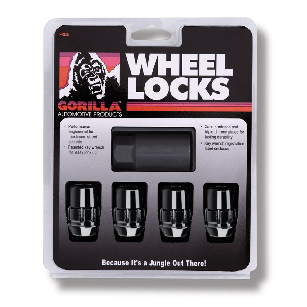 gorilla Automotive 71631NBc Acorn Black chrome Wheel Locks 12mm x 150 Thread Size Pack of 4