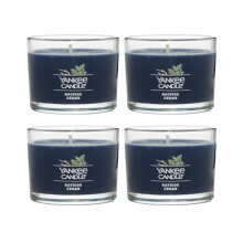Yankee Candle Signature Votive Mini Kaars, Bayside Cedar Geur, Natuurlijke Sojawas, 1.3 OZ Glazen Pot (4 Stuks)