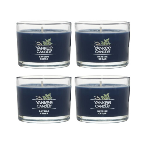 Yankee Candle Yankee Candle Mini Κερί Βαζάκι, Άρωμα Bayside Cedar, Φυσικό Κερί Σόγιας, 1.3 OZ (Συσκευασία 4)