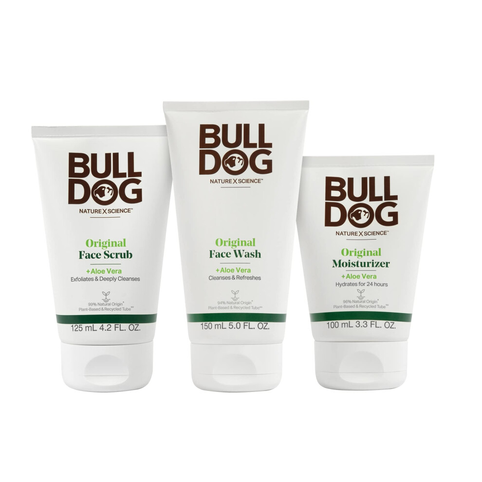 Bulldog Mens Skincare and Grooming Original Full Face Kit with Moisturizer Face Wash Face Scrub