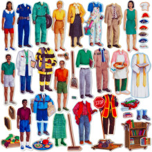 Little Folk Visuals Small Community Helpers Precut Flannel/Felt Board Figur 44 Pieces Set