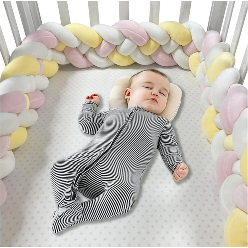 (150cm, 4 Shares F) Bed Bumper Knotted, Knot Cushion, Braided Cot Bumper, Baby Cot Bumpers Braided, Extra Soft Knot Pillow Braided Pillows for Room De