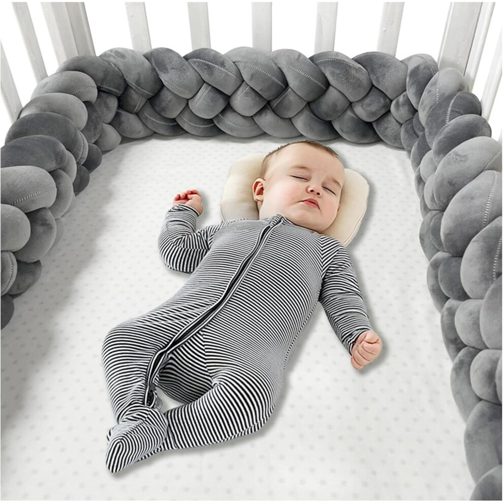 (150cm, 4 Shares M) Bed Bumper Knotted, Knot Cushion, Braided Cot Bumper, Baby Cot Bumpers Braided, Extra Soft Knot Pillow Braided Pillows for Room De