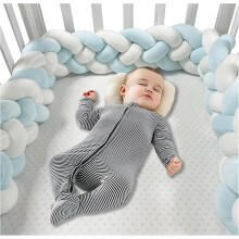(200cm, 4 Shares E) Bed Bumper Knotted, Knot Cushion, Braided Cot Bumper, Baby Cot Bumpers Braided, Extra Soft Knot Pillow Braided Pillows for Room Decor