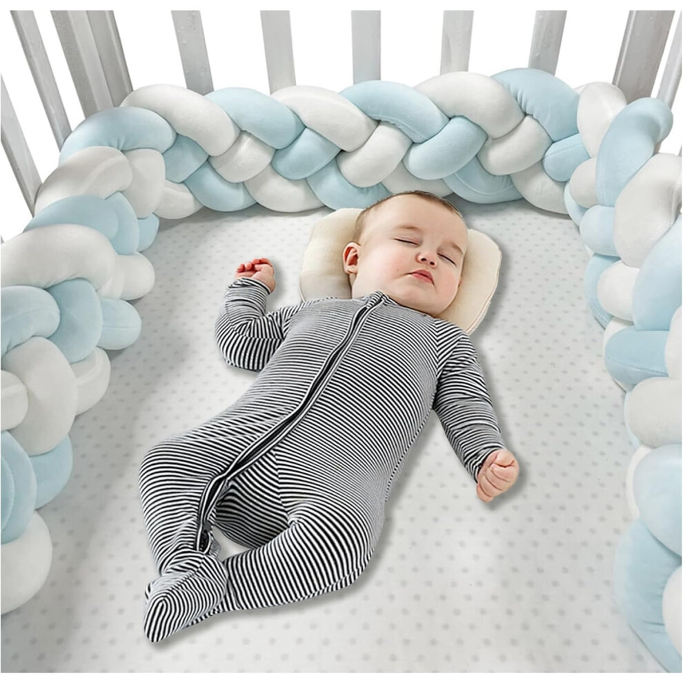 (200cm, 4 Shares E) Bed Bumper Knotted, Knot Cushion, Braided Cot Bumper, Baby Cot Bumpers Braided, Extra Soft Knot Pillow Braided Pillows for Room De