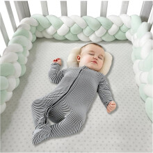 (200cm, 4 Shares N) Bed Bumper Knotted, Knot Cushion, Braided Cot Bumper, Baby Cot Bumpers Braided, Extra Soft Knot Pillow Braided Pillows for Room Decor