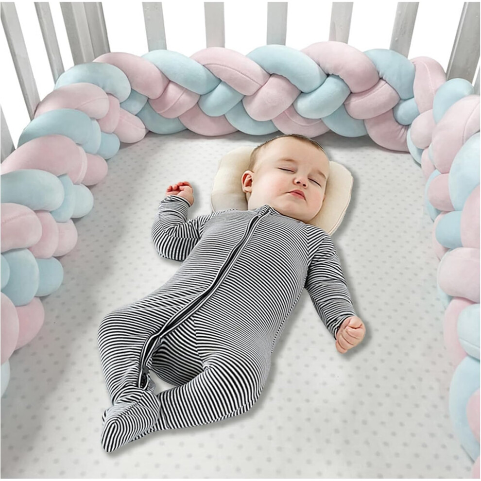 (250cm, 4 Shares B) Bed Bumper Knotted, Knot Cushion, Braided Cot Bumper, Baby Cot Bumpers Braided, Extra Soft Knot Pillow Braided Pillows for Room De