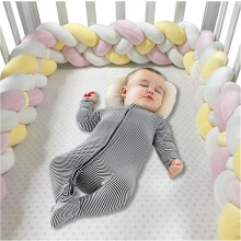 (400cm, 4 Shares F) Bed Bumper Knotted, Knot Cushion, Braided Cot Bumper, Baby Cot Bumpers Braided, Extra Soft Knot Pillow Braided Pillows for Room Decor