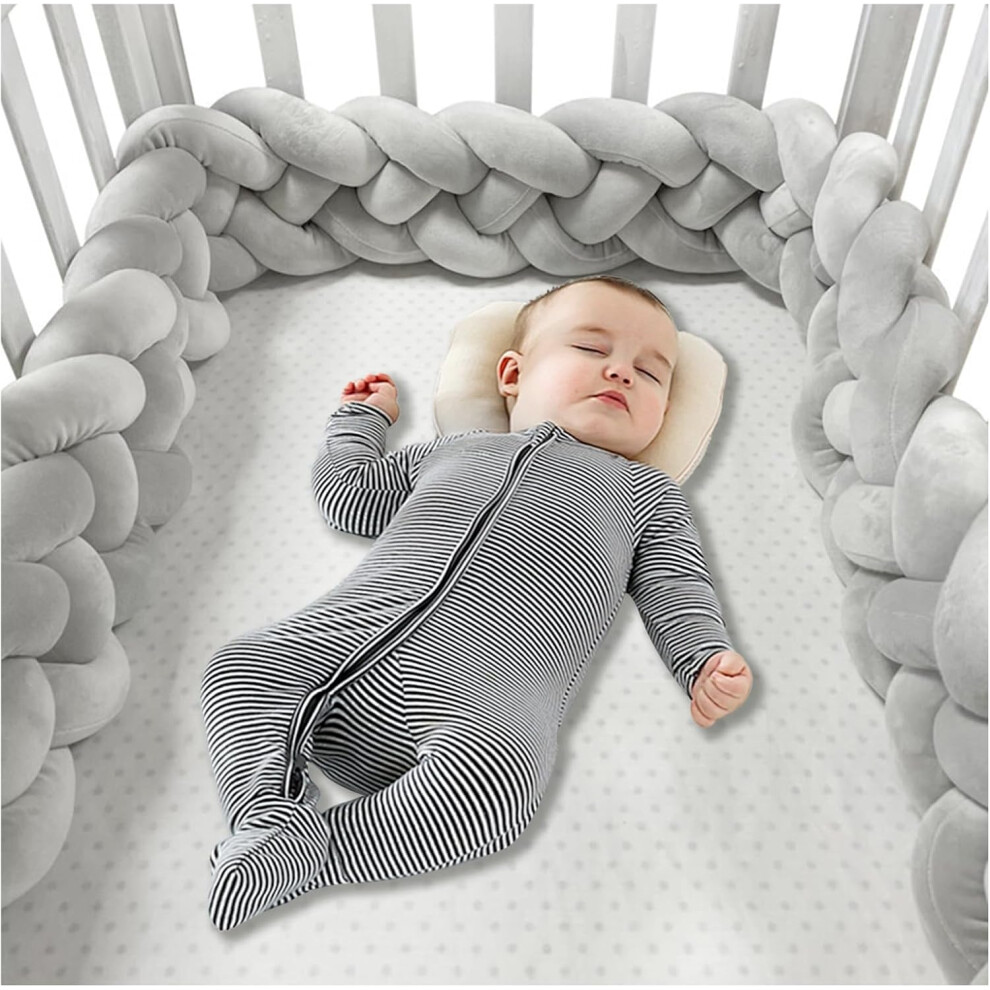 (400cm, 4 Shares H) Bed Bumper Knotted, Knot Cushion, Braided Cot Bumper, Baby Cot Bumpers Braided, Extra Soft Knot Pillow Braided Pillows for Room De