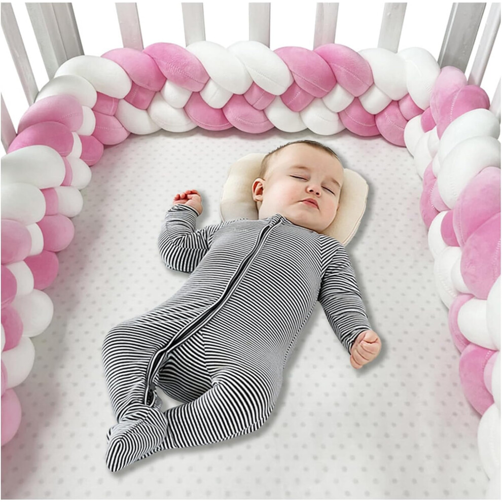 (400cm, 4 Shares K) Bed Bumper Knotted, Knot Cushion, Braided Cot Bumper, Baby Cot Bumpers Braided, Extra Soft Knot Pillow Braided Pillows for Room De