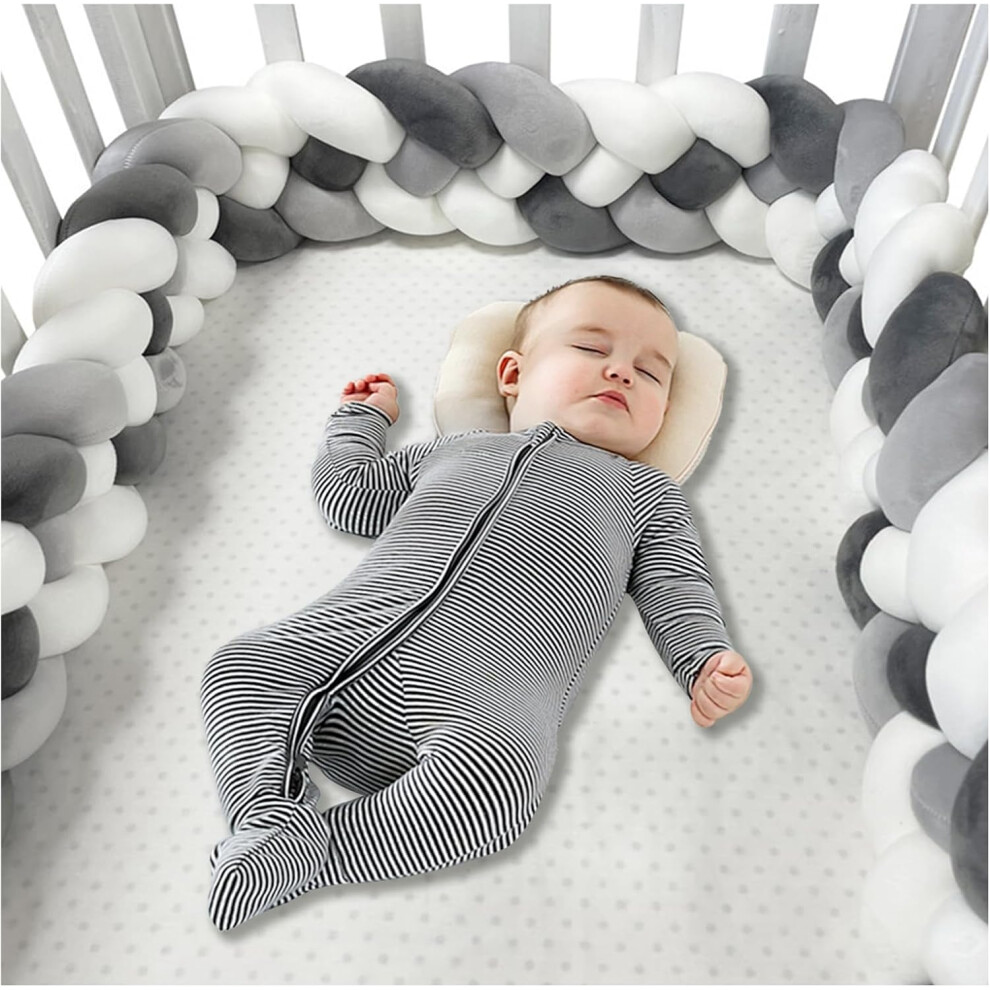 (400cm, 4 Shares L) Bed Bumper Knotted, Knot Cushion, Braided Cot Bumper, Baby Cot Bumpers Braided, Extra Soft Knot Pillow Braided Pillows for Room De