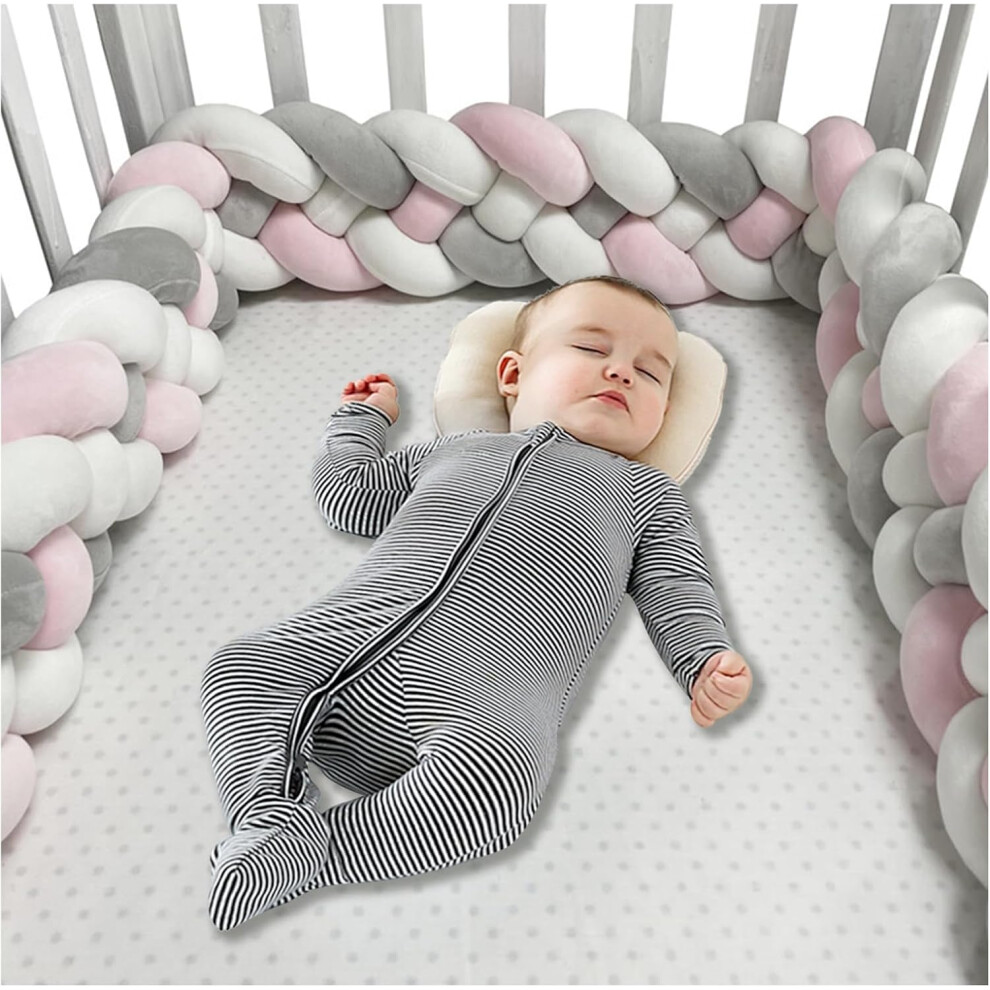 (500cm, 4 Shares I) Bed Bumper Knotted, Knot Cushion, Braided Cot Bumper, Baby Cot Bumpers Braided, Extra Soft Knot Pillow Braided Pillows for Room De