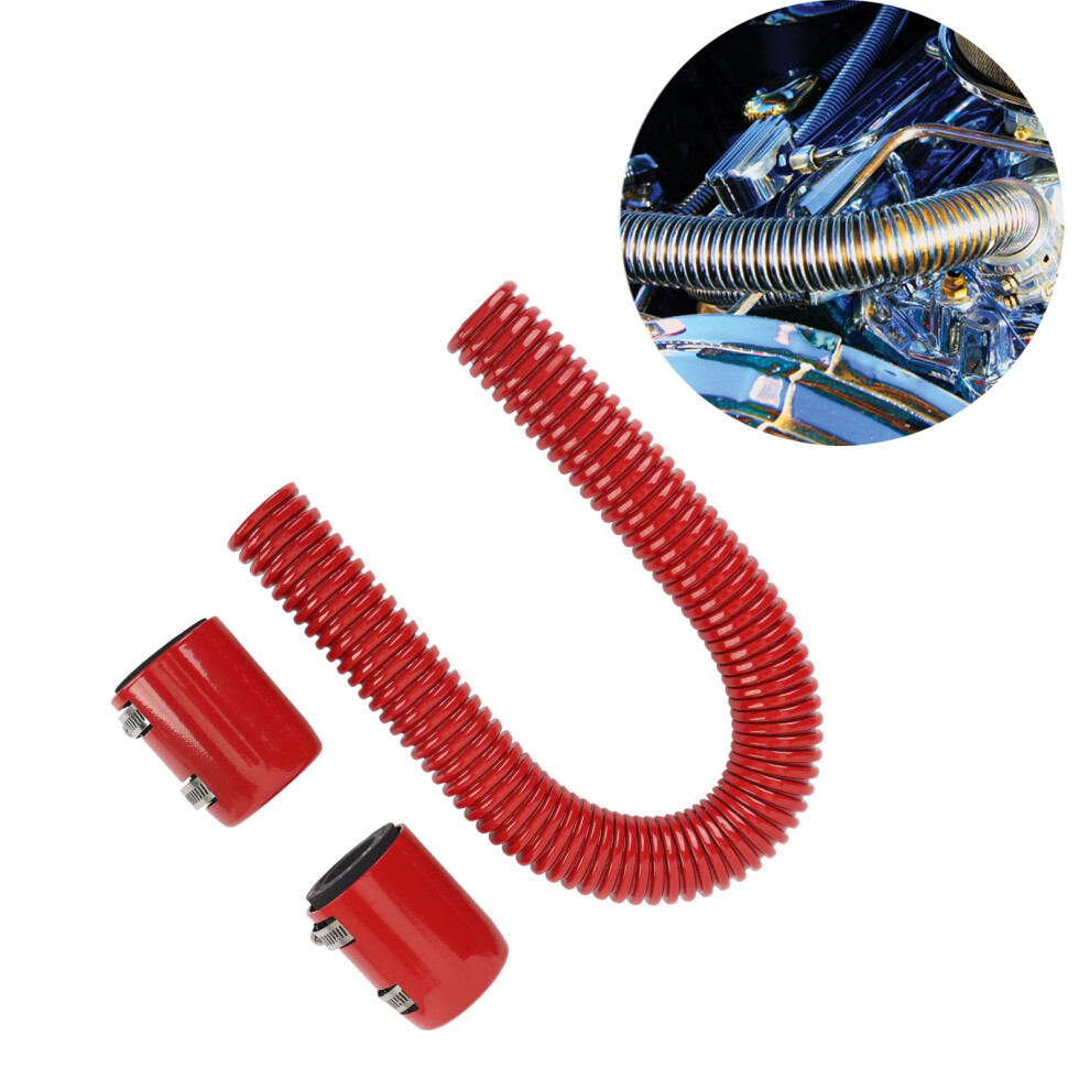 24In Stainless Steel Coolant Radiator Hose Kit Flexible Efficient Cooling Coolant Hose Kit For 1 3/4In 1 1/2In 1 1/4In Hose Red 7621312247056