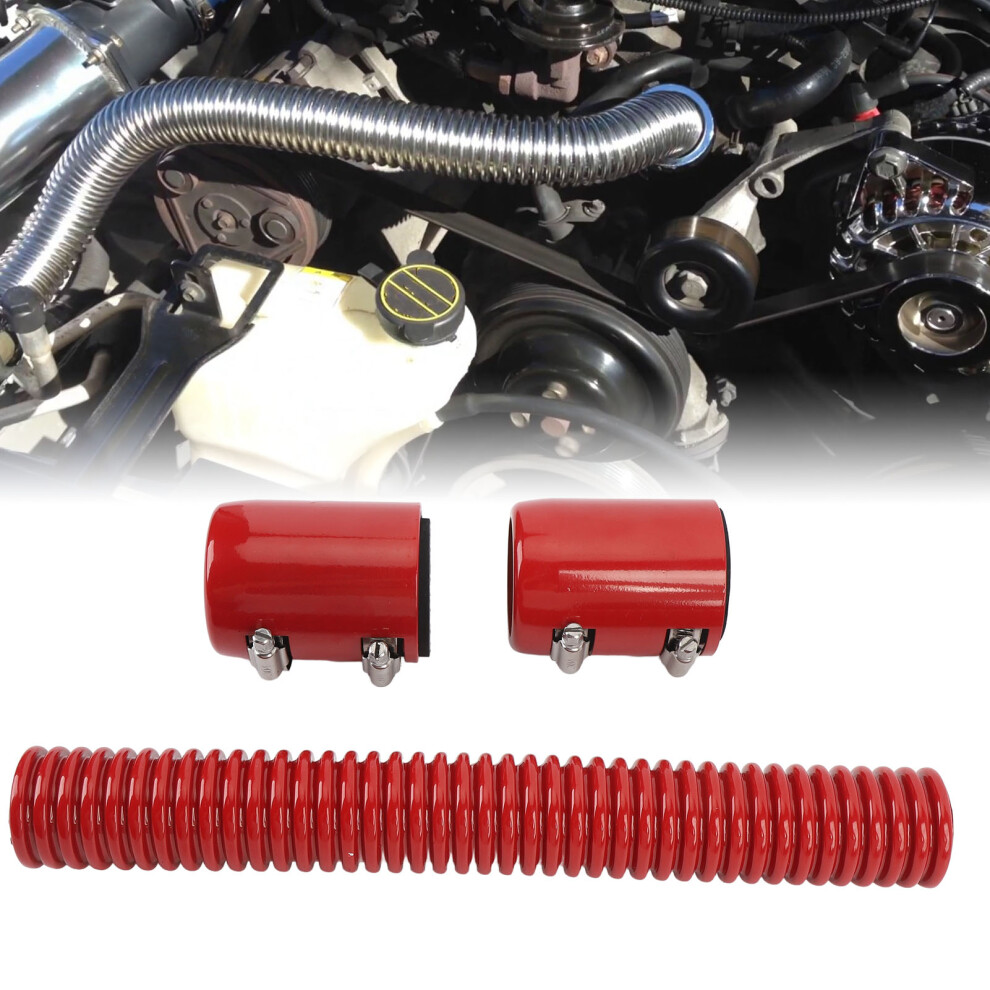 12In Coolant Radiator Hose Kit With Cap Stainless Steel Flexible Efficient Cooling Coolant Hose Kit For 1 3/4In 1 1/2In 1 1/4In Hoses Red 8491312247030