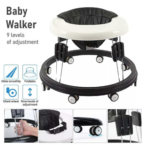 Baby Walker Folding Adjustable 9levels Design Toddler First Step Walk 2