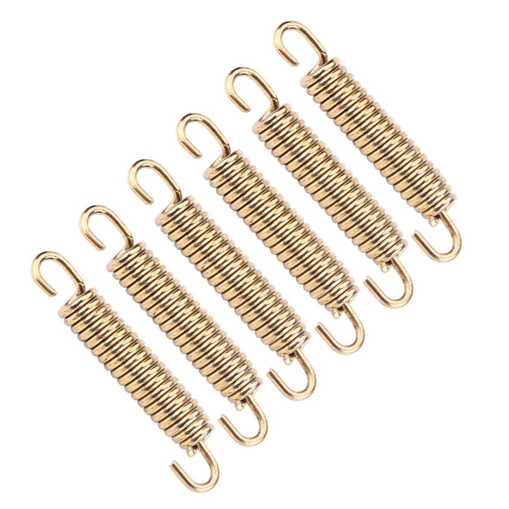 6Pcs Stainless Steel Muffler Exhaust Pipe Spring Hooks For Motorcycle Scooter Atv Gold 7891312254716