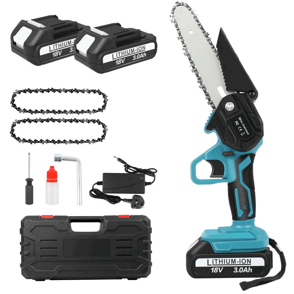 Mini Chainsaw Portable Electric Chainsaw Cordless Handheld Chain Saw Pruning Shears Chainsaw with 2 Batteries for Tree Branches Courtyard Household