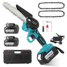 Mini Chainsaw 6 Inch Cordless 21V/550W Powerful Electric Chain Saw Battery Powered Chainsaw with 2 Batteries & 2 Chains Portable One-Handed Chainsaw