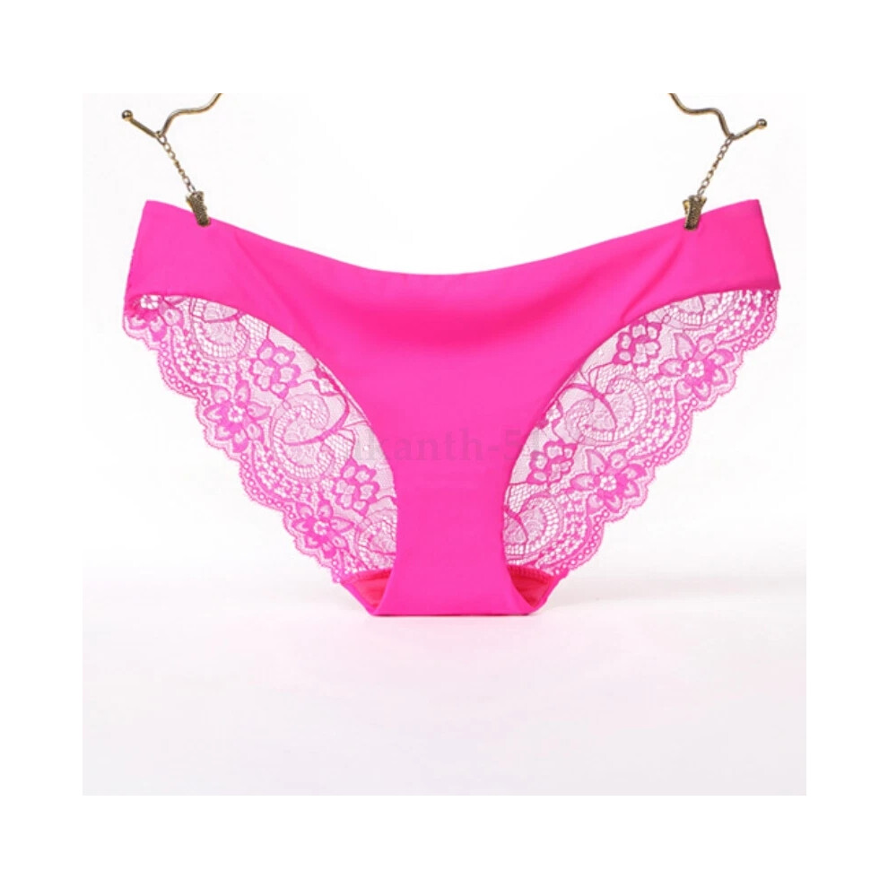 (XL, Rose) Women Sexy Lace Seamless Thongs Panties Lingerie Soft Underwear Briefs Knickers