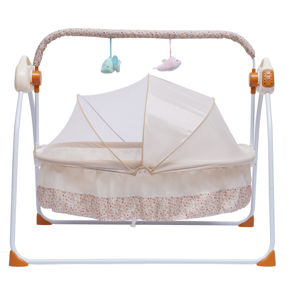 (Khaki) Baby Swing Electric Cradle Without Battery for 0-18 Months