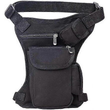 Leg Bag - Black Motorcycle Canvas Rider Bag Fanny Pack Drop Waist Pack