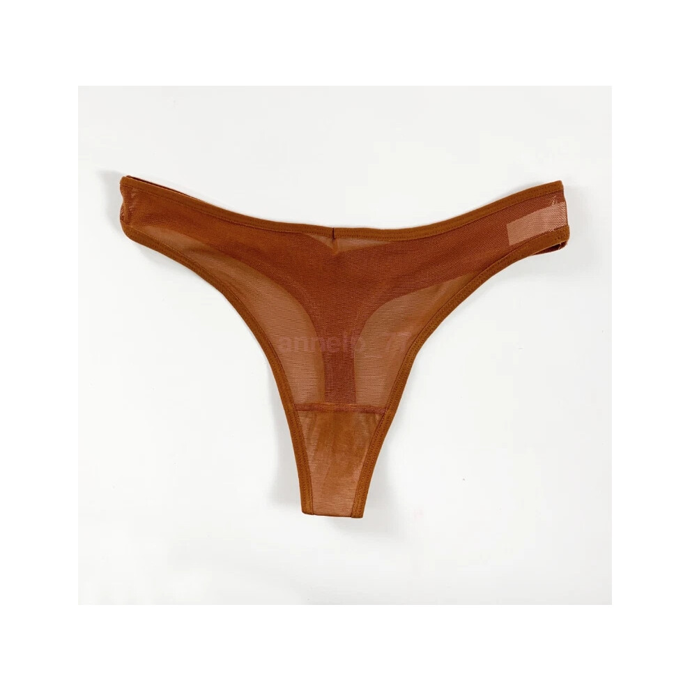 Brown (, S) Women Mesh Sheer G-String See Through Lingerie Underwear Thongs Knickers