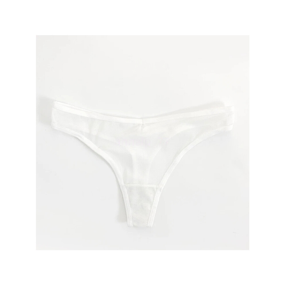 White (, L) Women Mesh Sheer G-String See Through Lingerie Underwear Thongs Knickers