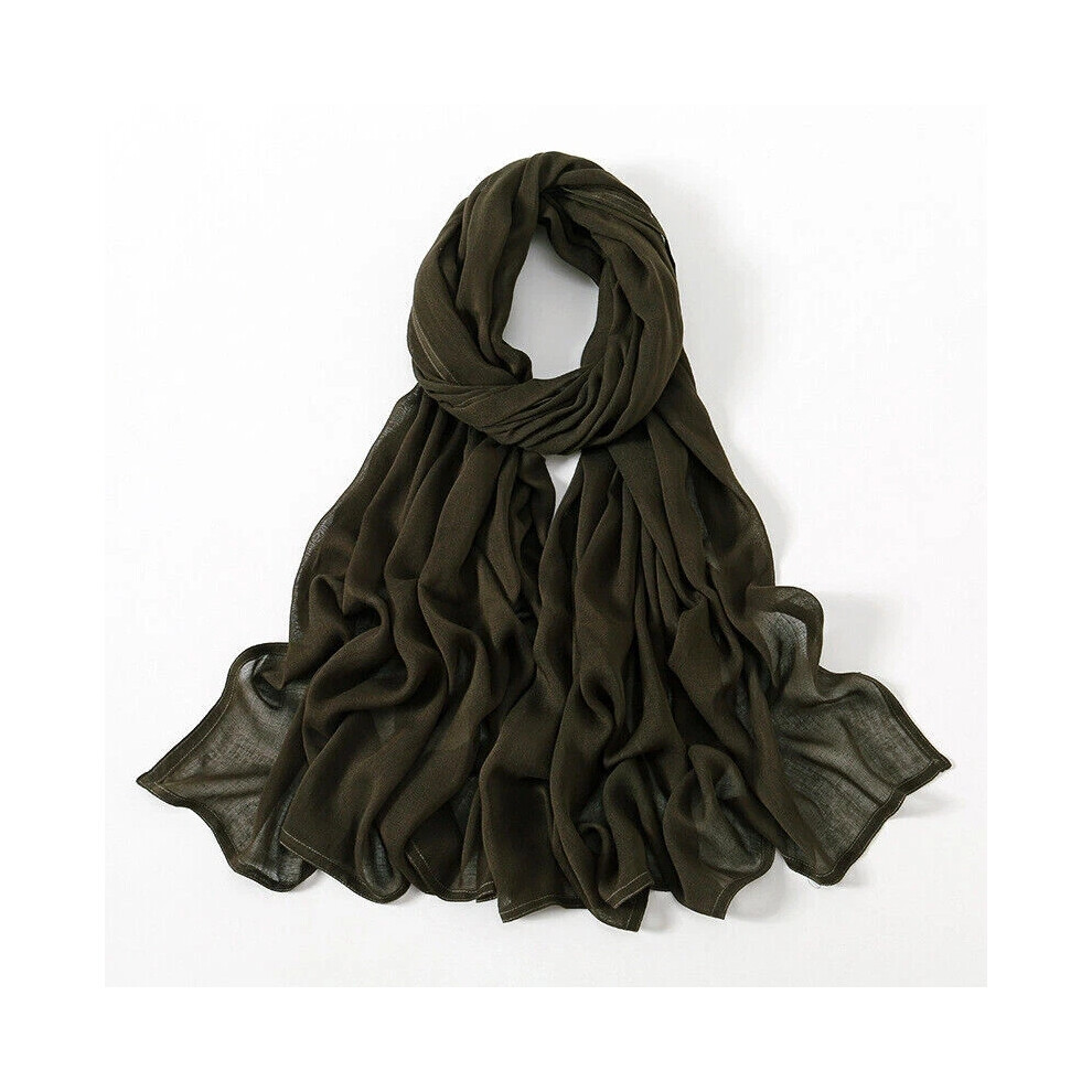 (21# Army Green, 185*85cm) Muslim Women Cotton Long Hijab Headscarf Wrap Shawl Islamic Turban Scarves Hot-image-OPC-PHPH2NF-NEW