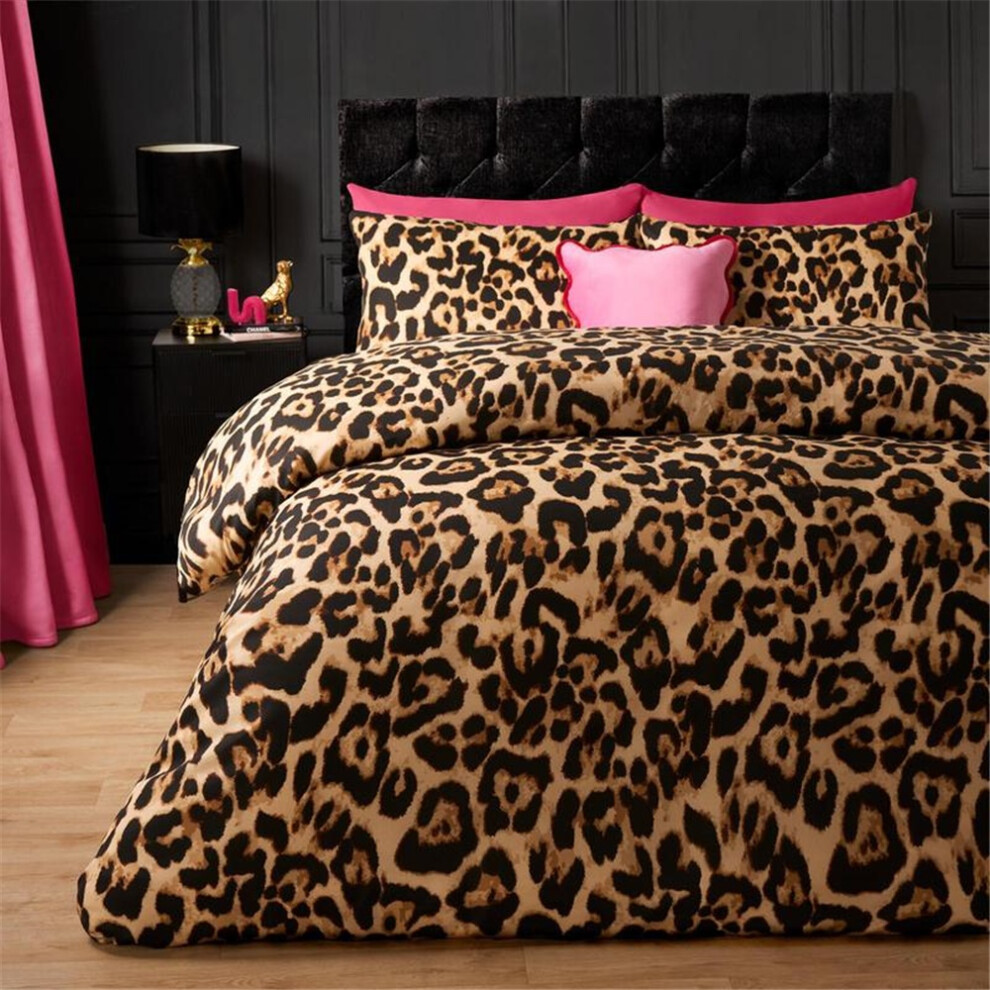 [Summer Sale] OHS Reversible Duvet Set Leopard Print Soft Cosy Warm Cover and Pillowcase Bedding Set