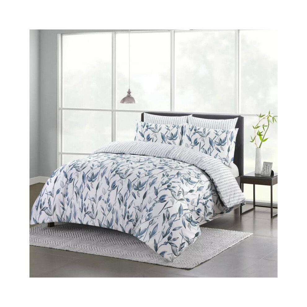 (Vintage Blue, Double (200 x 200 cm)) Printed Duvet Cover Set 100% Egyptian Cotton Quilt Covers Bedding Sets Double King Size