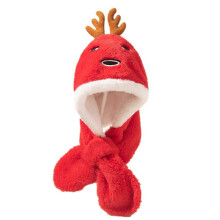 (As show, One size) Deer Hat Baby Plush Scarf Winter Hat Scarf Fleece Warm Neck for Protection 1-4Y