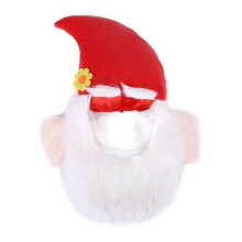 (As show, One size) Pet Christmas Hat with Beard Halloween Dog for Cat Funny Cosplay Costume Xmas Ca