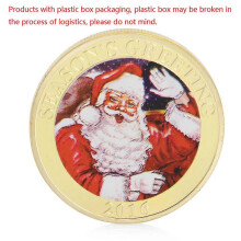(As show, One size) Gold Plated Greetings Commemorative Coin Santa Bells Christmas Art Collectible