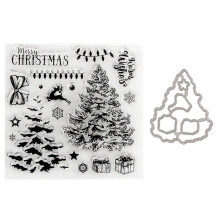 (As show, One size) Christmas Series Seal Stamp with Cutting Dies Stencil DIY Scrapbooking Embossing