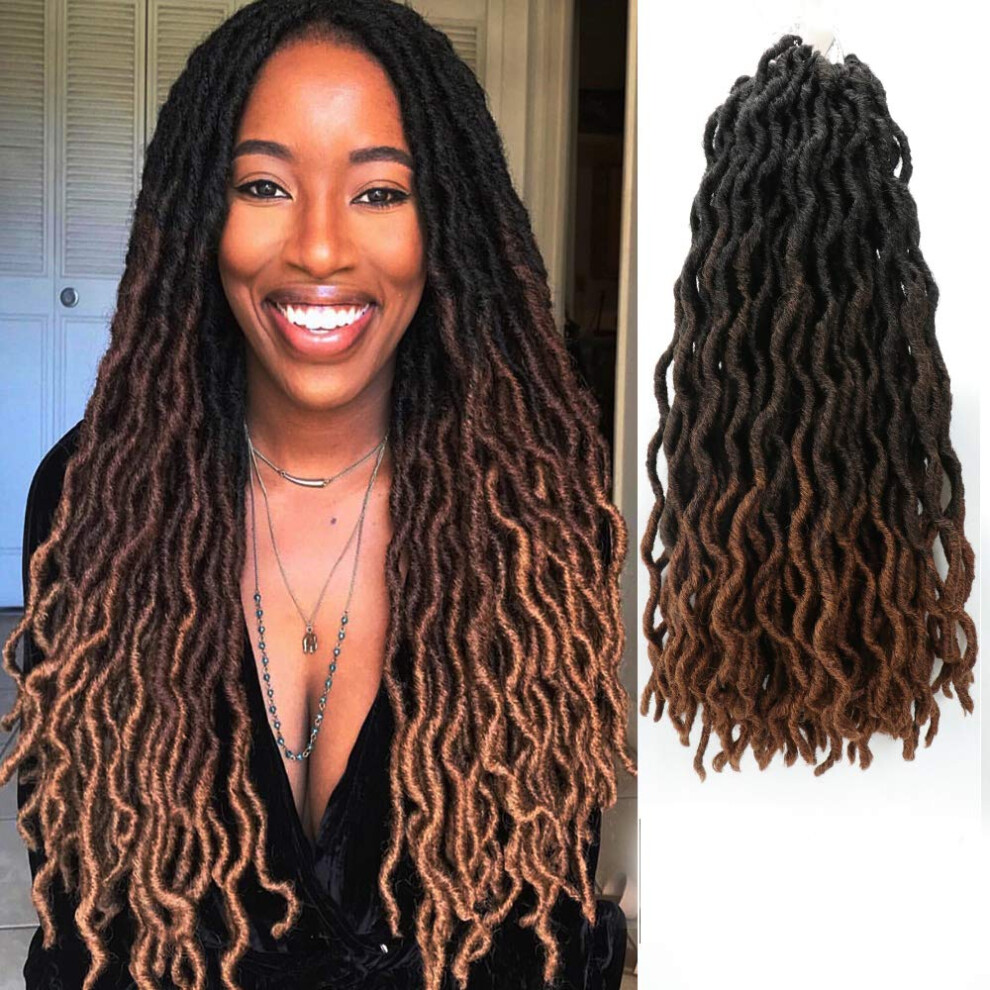 Eliza Unisex Wavy Gypsy Locs Ombre Crochet Hair 18"" 8Packs/Lot Goddess Locs