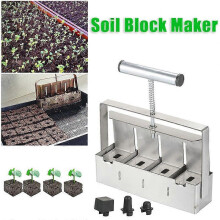 (As show, One size) Quad Manual Soil Blocker,2 Inch Soil Block Maker Soil Blocker Tool with Non-Slip Comfort Grip for Planting, Transplanting, Greenhouse