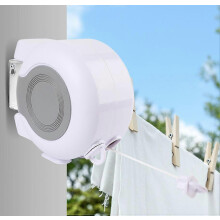 (As show, One size) Outdoor Retractable Clothesline, 13m Expandable Wall Mounted Clothes Drying Rack with 2 Clothesline, for Bathroom Balcony Garden Indoor Travel