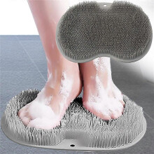 (As show, One size) Gray 2 Pack Shower Foot Scrubber, Shower Foot Massager Brush with Non-Slip Soft Bristles for Perfectly Clean Foot Care, Improve Blood Circulation and
