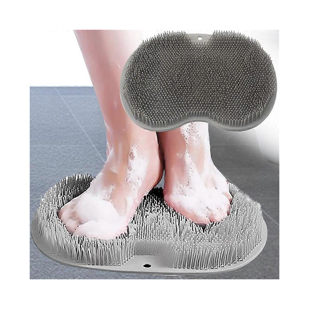 Gray (As Show, One Size) 2 Pack Shower Foot Scrubber, Shower Foot Massager Brush With Non-Slip Soft Bristles For Perfectly Clean Foot Care, Improve Bl