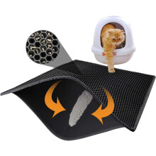 (As show, One size) 2 Cat Litter Mats (40*50CM, Black)