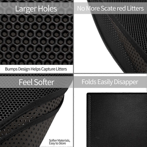 (As show, One size) 2 Cat Litter Mats (40*50CM, Black) 1