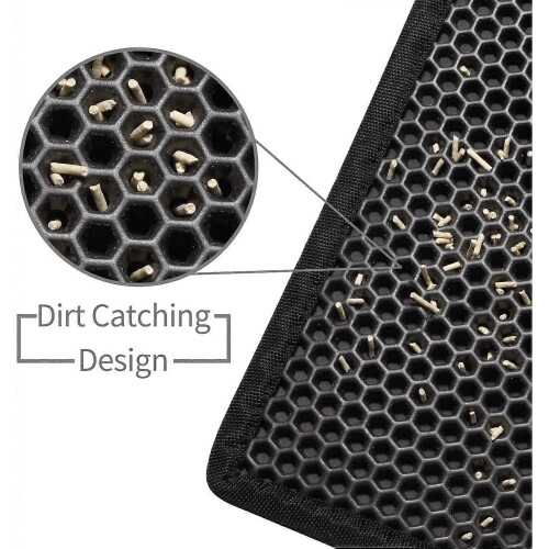 (As show, One size) 2 Cat Litter Mats (40*50CM, Black) 2