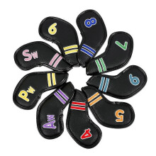 (As show, One size) Black 9 Golf Club Covers Golf Products Golf Putter Covers Pratts Head Covers