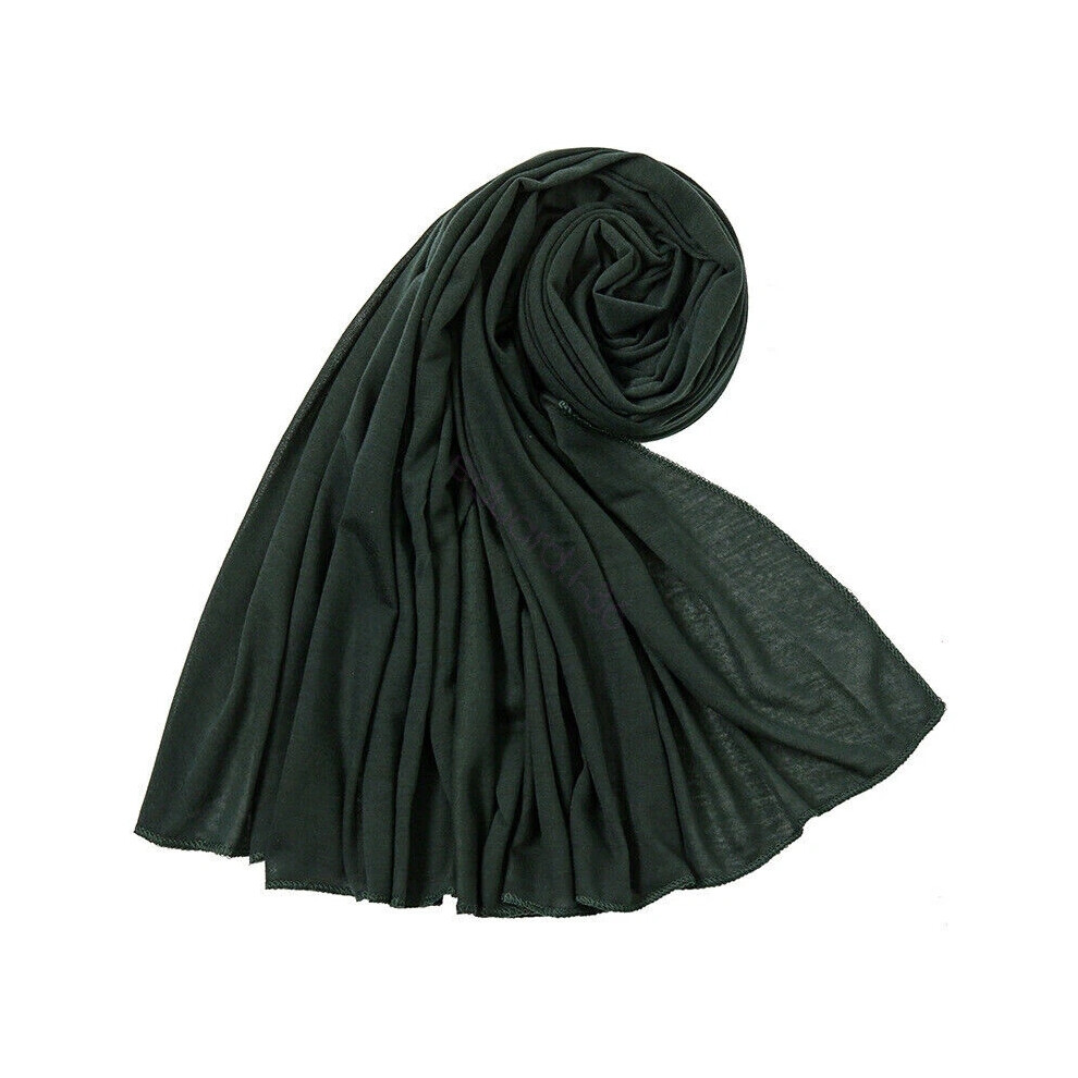 (35#DarkGreen) Jersey Hijab Scarf Women Muslim Shawl Wrap Islamic Headscarf Turban Scarves New-image-OPC-PHPHBWK-NEW