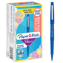 Paper Mate Flair Felt Tip Pens | Medium Point (0.7 mm) Writing Pens | Blue Pens | For Writing Drawing & Sketching | 36 Count
