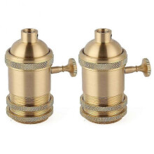 2 Pack Vintage Style Metal Light Socket with Brass Finish, Perfect for DIY Home Decor, E26/E27 Retro Lamp Holder, CNC Machined Design