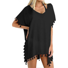 Women's Beach Poncho, Bikini Swimsuit Cover-Up, Dress with Tassels
