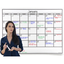 Calendário de parede laminado, 24 x 36 e 36 x 48 polegadas, reutilizável e nunca dobrado