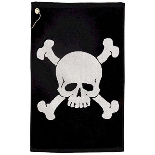 JP Lann Golf Skull e Bones Golf Toard preto/branco com cr   nio e ossos Design 16 x 24 polegadas