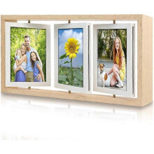 Rotating photo frame collage, 10 x 15 white double-sided photo frame, 6 photos standing, creative Nordic simple family wedding